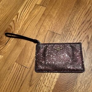 AS IS Coach Pink Heart Glitter Wristlet